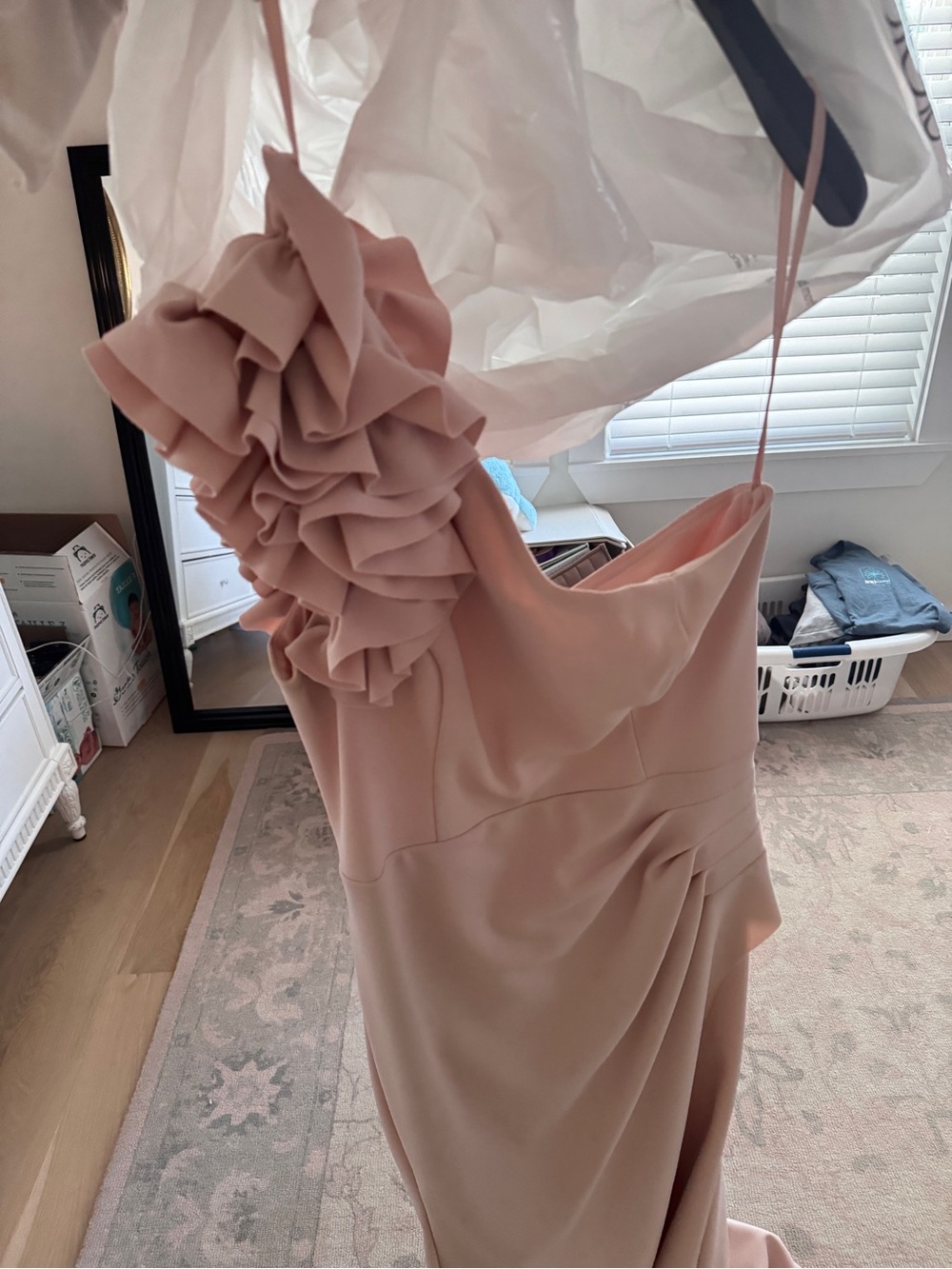 Aqua Blush One-Shoulder Ruffle Gown